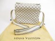 Photo1: LOUIS VUITTON Damier Azur Leather Brown Messenger&Cross-body Bag Naviglio #5181 (1)