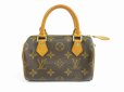 Photo2: LOUIS VUITTON Monogram Leather Brown Hand Bag Mini Speedy w/Strap #5182 (2)