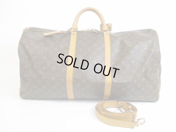 Photo1: LOUIS VUITTON Monogram Leather Brown Gym Bag Keepall 60 Bandouliere #5197