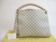 Photo1: LOUIS VUITTON Damier Azur Leather White Hobo Shoulder Bag Artsy MM #5203 (1)