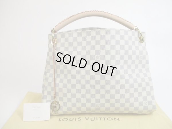 Photo1: LOUIS VUITTON Damier Azur Leather White Hobo Shoulder Bag Artsy MM #5203