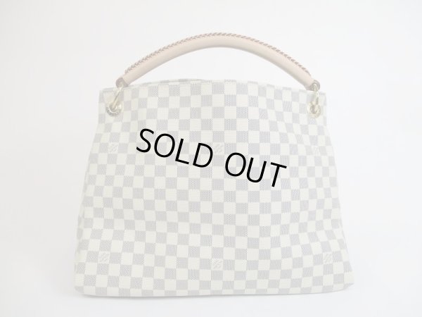 Photo2: LOUIS VUITTON Damier Azur Leather White Hobo Shoulder Bag Artsy MM #5203