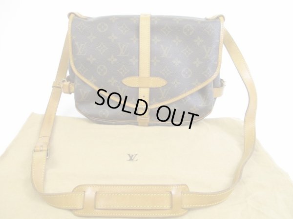 Photo1: LOUIS VUITTON Monogram Leather Brown Cross-body Bag Saumur MM 30 #5208