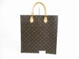 Photo1: LOUIS VUITTON Monogram Leather Brown Hand Bag Tote Bag Sac Plat #5241 (1)