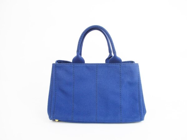 Photo2: PRADA Denim Blue Tote Bag Hand Bag Purse Canapa w/Strap #5243