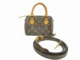 Photo1: LOUIS VUITTON Monogram Leather Brown Hand Bag Mini Speedy w/Strap #5251 (1)