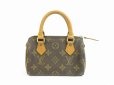 Photo2: LOUIS VUITTON Monogram Leather Brown Hand Bag Mini Speedy w/Strap #5251 (2)