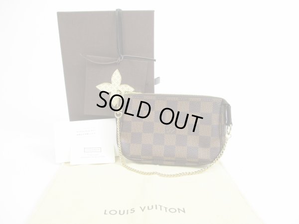 Photo1: LOUIS VUITTON Damier Leather Mini Accessories Chain Pouch Purse #5276