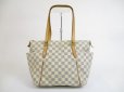 Photo1: LOUIS VUITTON Azur Leather White Tote&Shoppers Bag Totally PM #5289 (1)