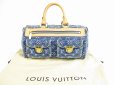 Photo1: LOUIS VUITTON Monogram Denim Blue Hand Bag Purse Speedy #5329 (1)