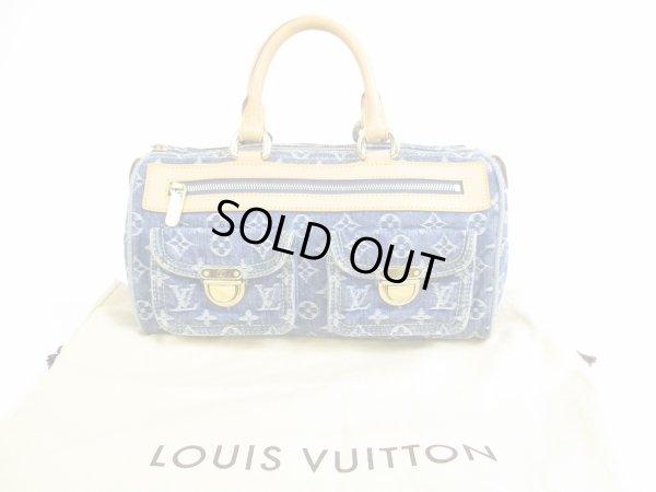 Photo1: LOUIS VUITTON Monogram Denim Blue Hand Bag Purse Speedy #5329