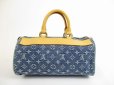 Photo2: LOUIS VUITTON Monogram Denim Blue Hand Bag Purse Speedy #5329 (2)