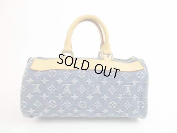 Photo2: LOUIS VUITTON Monogram Denim Blue Hand Bag Purse Speedy #5329