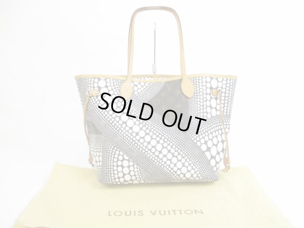 Photo1: LOUIS VUITTON Limited Kusama Leather White Tote Bag Purse Neverfull MM #5375