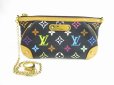 Photo1: LOUIS VUITTON Multicolor Leather Black Pouch Pochette Mila MM #5433 (1)