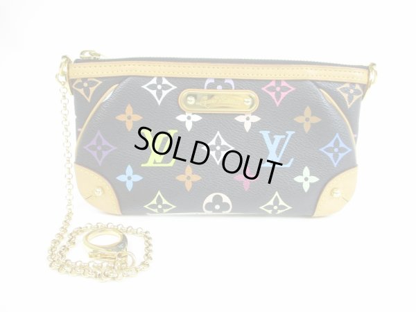 Photo1: LOUIS VUITTON Multicolor Leather Black Pouch Pochette Mila MM #5433