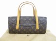 Photo1: LOUIS VUITTON Monogram Leather Brown Hand Bag Purse Sonatine #5448 (1)