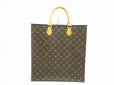 Photo1: LOUIS VUITTON Monogram Leather Brown Hand Bag Tote Bag Sac Plat #5454 (1)