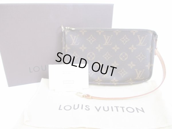 Photo1: LOUIS VUITTON Monogram Leather Brown Accessories Pouch Pochette #5458