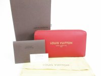 LOUIS VUITTON 2009 Limited Leather Red Paname Zip Around Zippy Wallet #5475
