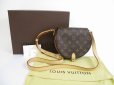 Photo1: LOUIS VUITTON Monogram Leather Brown Cross-body Bag Tambourine #5494 (1)