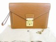 Photo1: LOUIS VUITTON Epi Leather Brown Clutch Bag Purse Sellier Dragonne #5521 (1)