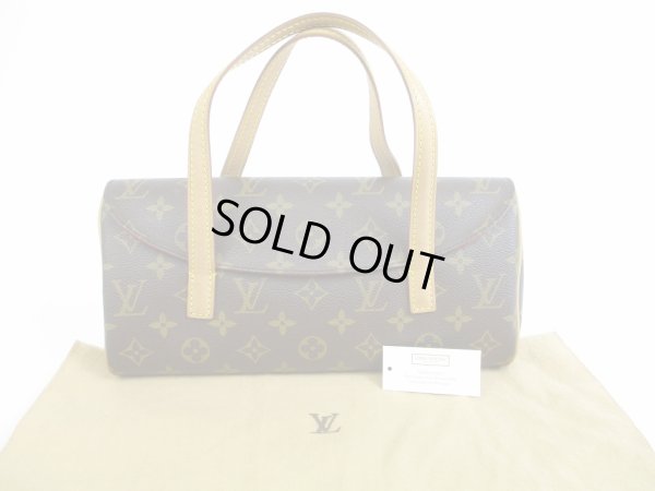 Photo1: LOUIS VUITTON Monogram Leather Brown Hand Bag Purse Sonatine #5543