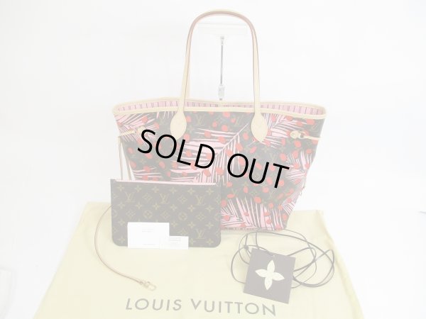 Photo1: LOUIS VUITTON Leather Red Palm Springs Jungle Dot Tote Bag Neverfull MM #5561