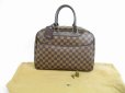 Photo1: LOUIS VUITTON Special Order Damier Leather Brown Hand Bag Deauville #5568 (1)