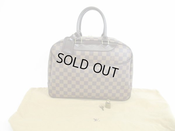 Photo1: LOUIS VUITTON Special Order Damier Leather Brown Hand Bag Deauville #5568