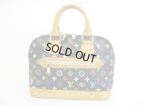 Photo1: LOUIS VUITTON Multi-color Leather Black Hand Bag Purse Alma #5577