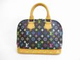 Photo2: LOUIS VUITTON Multi-color Leather Black Hand Bag Purse Alma #5577 (2)