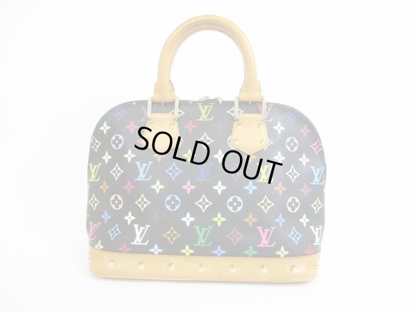 Photo2: LOUIS VUITTON Multi-color Leather Black Hand Bag Purse Alma #5577