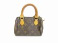 Photo2: LOUIS VUITTON Monogram Leather Brown Hand Bag Mini Speedy w/Strap #5606 (2)