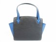 Photo2: LOUIS VUITTON Epi Leather Black&Blue Hand Bag Purse Varenne #5647 (2)