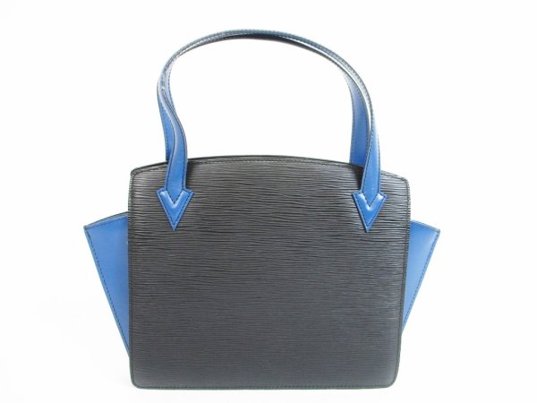 Photo2: LOUIS VUITTON Epi Leather Black&Blue Hand Bag Purse Varenne #5647