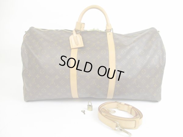 Photo1: LOUIS VUITTON Monogram Leather Brown Gym Bag Keepall 60 Bandouliere #5650