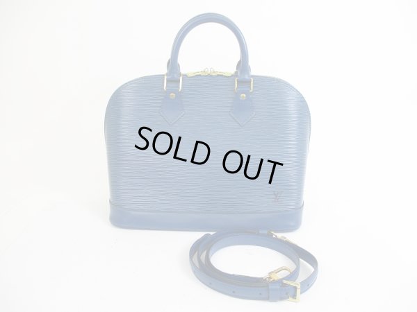 Photo1: LOUIS VUITTON Epi Leather Blue Hand Bag Purse Alma w/Strap #5653