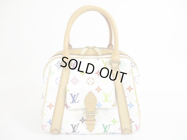 Photo1: LOUIS VUITTON Multi-color Leather White Hand Bag Purse Priscilla #5666