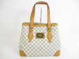 Photo1: LOUIS VUITTON Azur Leather White Tote&Shoppers Bag Hampstead MM #5682 (1)