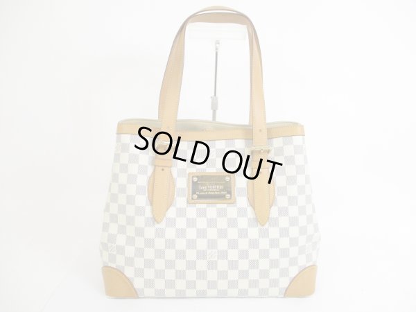 Photo1: LOUIS VUITTON Azur Leather White Tote&Shoppers Bag Hampstead MM #5682