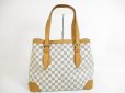 Photo2: LOUIS VUITTON Azur Leather White Tote&Shoppers Bag Hampstead MM #5682 (2)