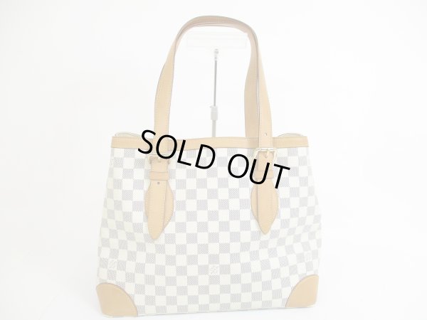 Photo2: LOUIS VUITTON Azur Leather White Tote&Shoppers Bag Hampstead MM #5682