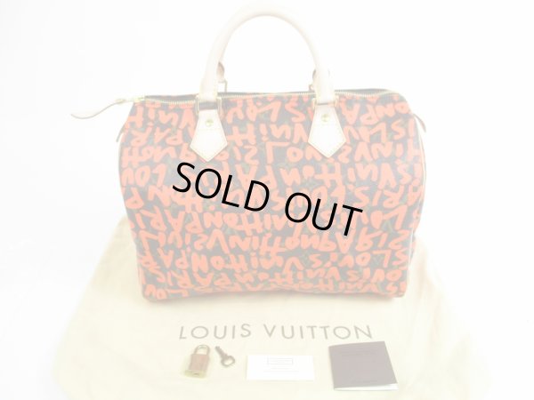 Photo1: LOUIS VUITTON Monogram Leather Graffiti Orange Hand Bag Purse Speedy30 #5718