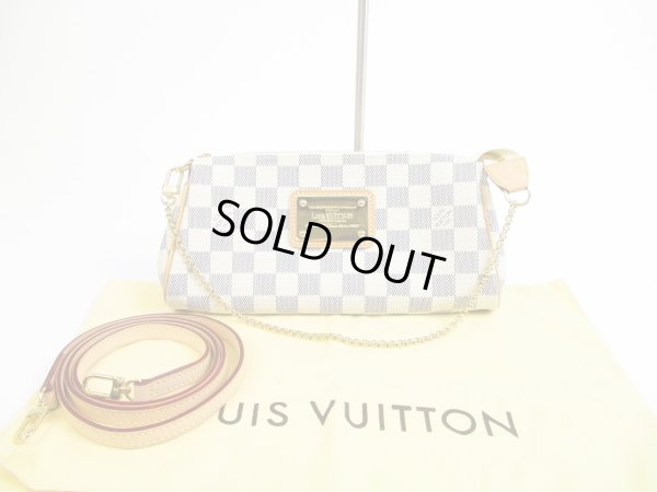 Photo1: LOUIS VUITTON Azur Leather White Evening Bag Pochette Eva W/Strap #5722