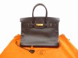 Photo1: HERMES Birkin 35 Black Gold Hardware Ardennes Leather Hand Bag A Stamp #5735 (1)