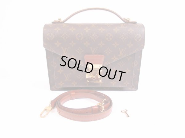 Photo1: LOUIS VUITTON Monogram Leather Brown Hand Bag Monceau w/Strap #5745