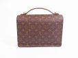 Photo2: LOUIS VUITTON Monogram Leather Brown Hand Bag Monceau w/Strap #5745 (2)