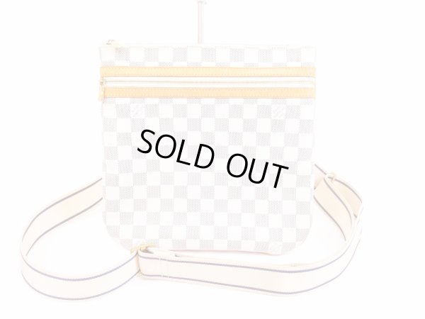 Photo1: LOUIS VUITTON Azur Leather White Cross-body Bag Pohette Bosphore #5747