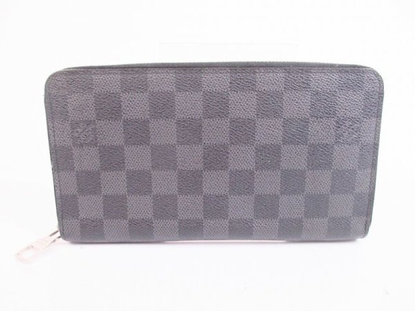 Photo1: LOUIS VUITTON Damier Graphite Leather Zippey Organizer Wallet #5753